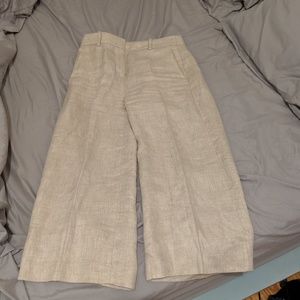 J Crew Linen Wide-Leg Beige Pants/Cullotes Size 0P